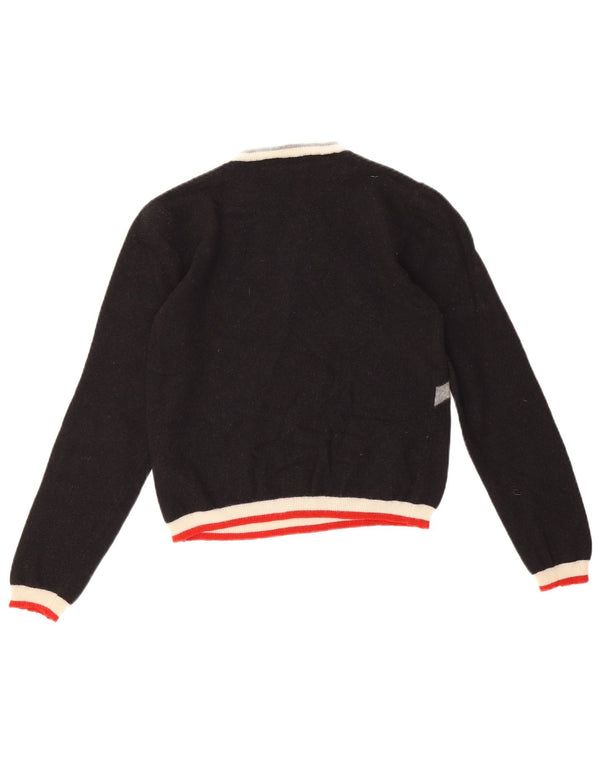 Fred Perry Pull court à col rond pour femme UK 4 XS Noir géométrique