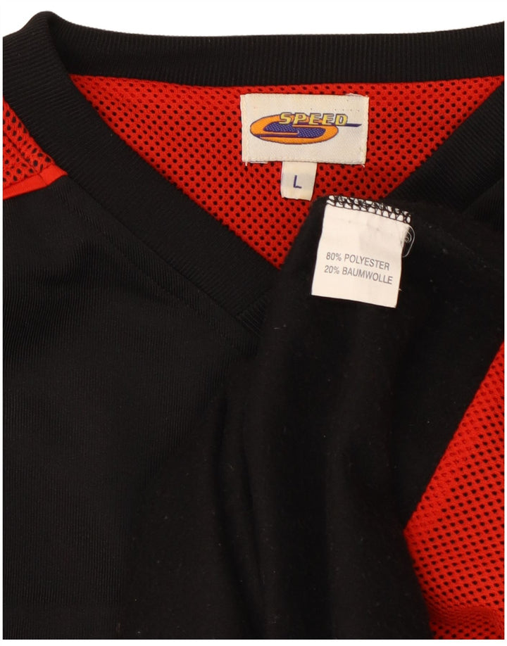 VINTAGE Pull Survêtement Homme Haut Grand Noir Colorblock Polyester