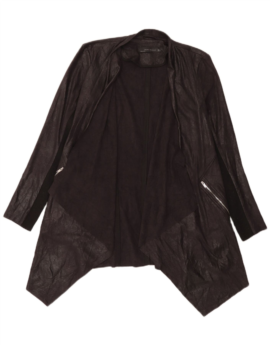 Zara Womens Asymétrique Cardigan Top UK 14 Medium Noir Colourblock