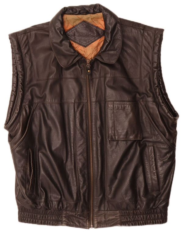 Prince Gilet en Cuir Homme IT 54 2XL Noir