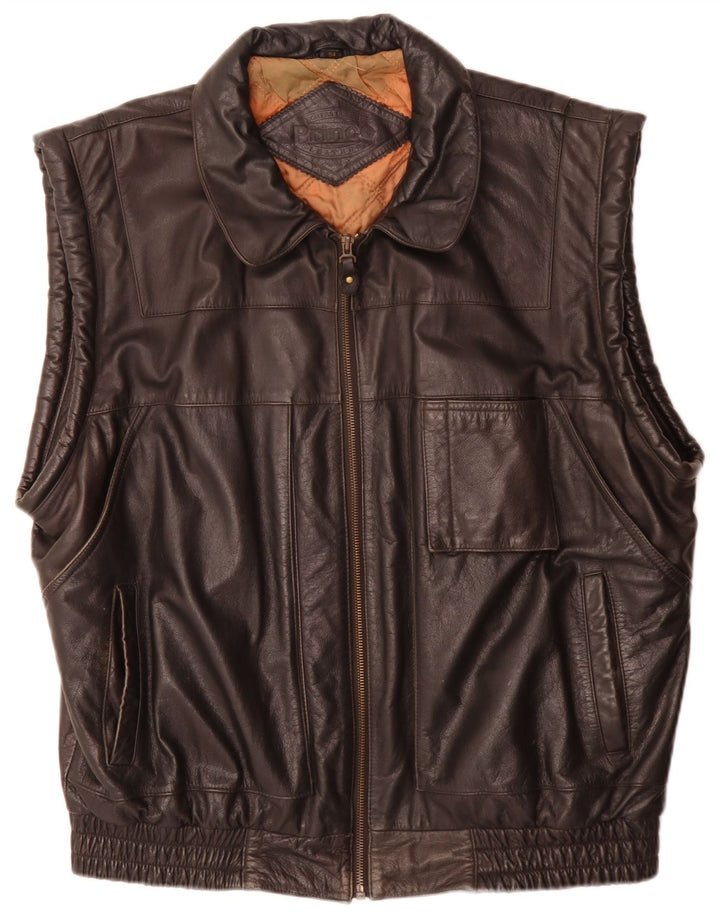 Prince Gilet en Cuir Homme IT 54 2XL Noir