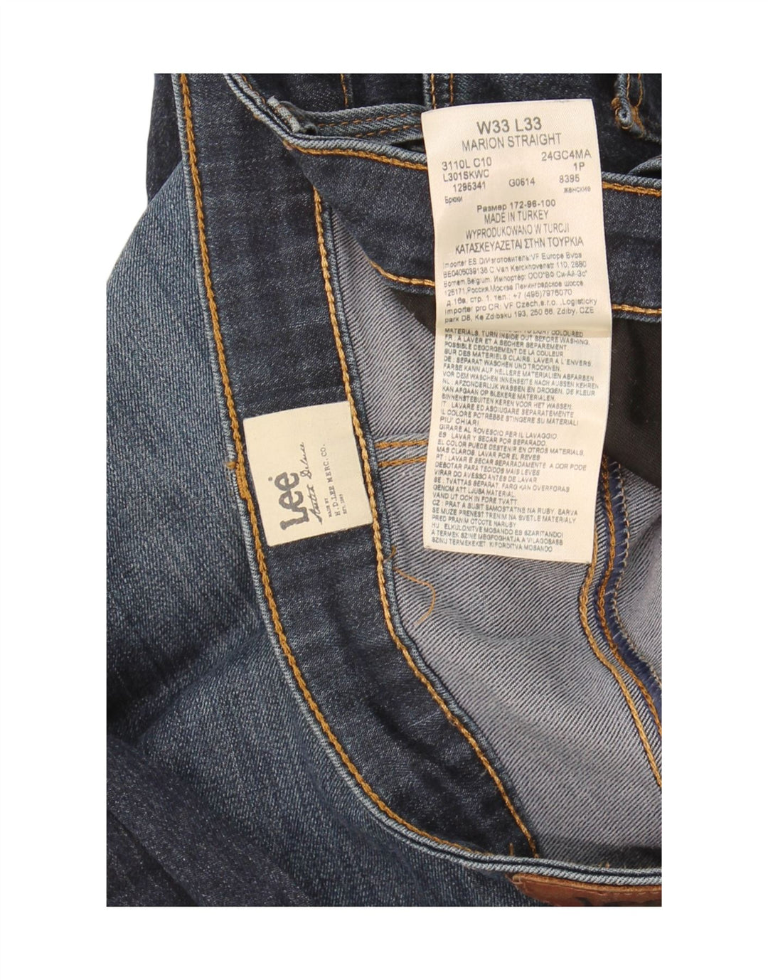 Lee Jean Droit Marion Femme W33 L29 Bleu Marine Coton