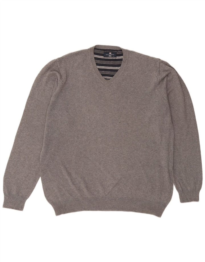 Marks & Spencer Pull à col en V Blue Harbour pour hommes, grand coton gris