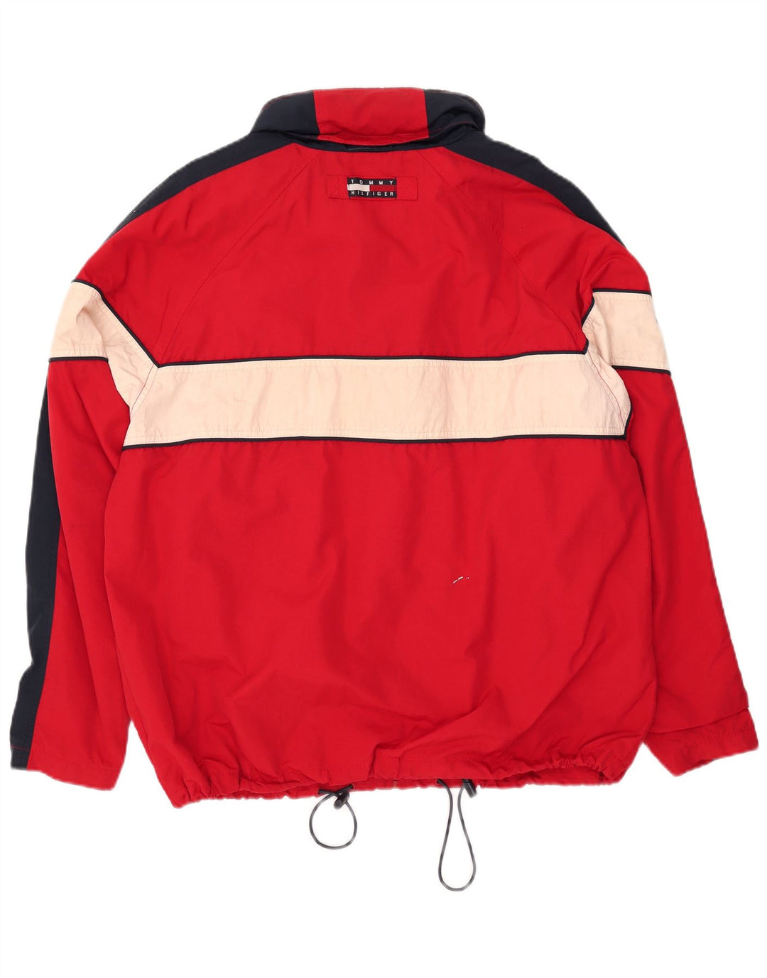 Tommy Hilfiger Veste de pluie à capuche pour homme UK 40 Large Rouge Colorblock Nylon
