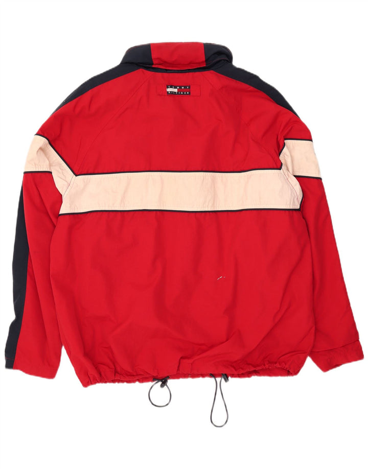 Tommy Hilfiger Veste de pluie à capuche pour homme UK 40 Large Rouge Colorblock Nylon