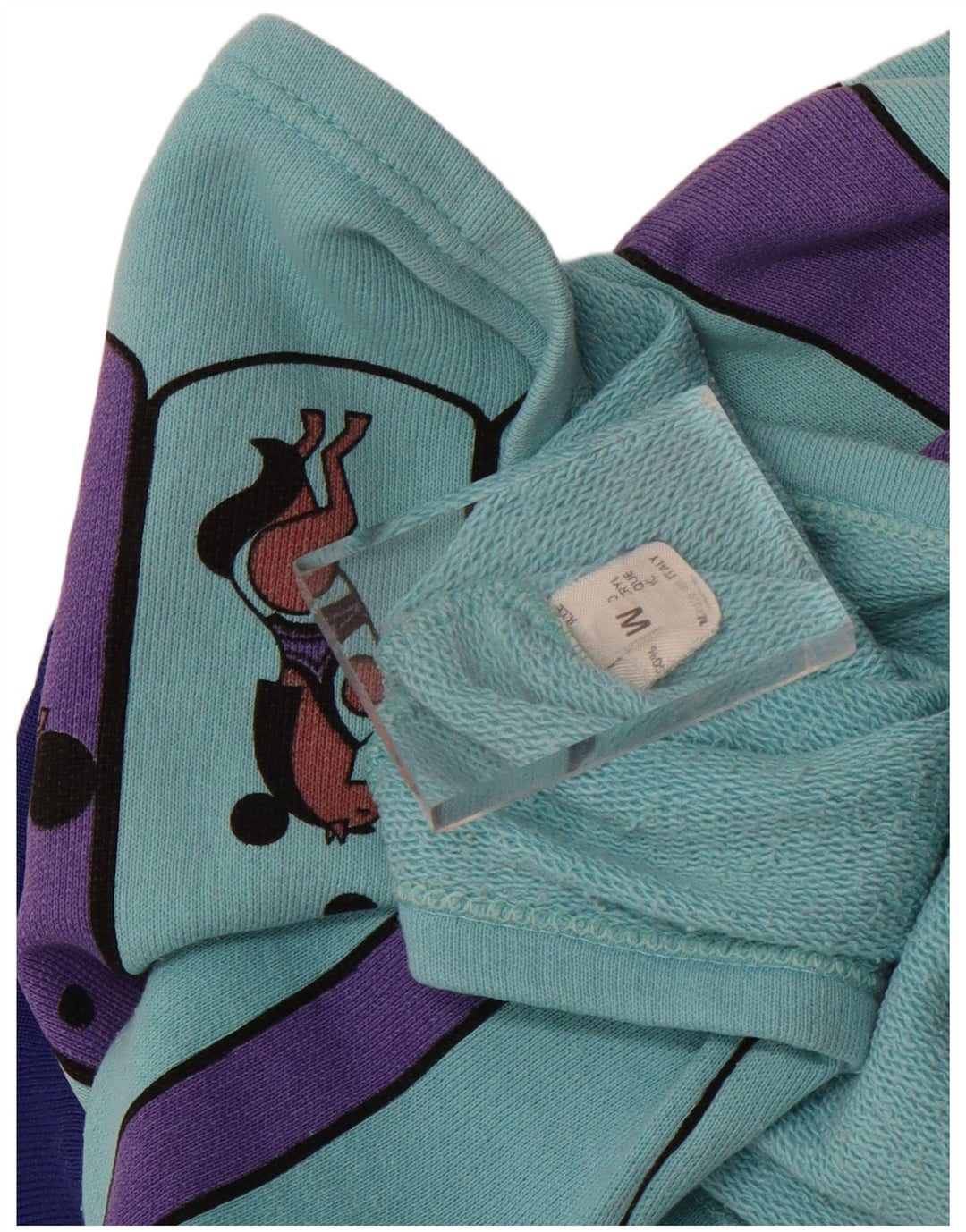 vintage Femmes Surdimensionné 3/4 Manches Sweatshirt Jumper UK 14 Bleu Moyen