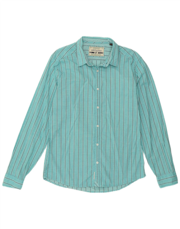 ESPRIT Chemise Slim Fit Homme Turquoise Moyen Rayures