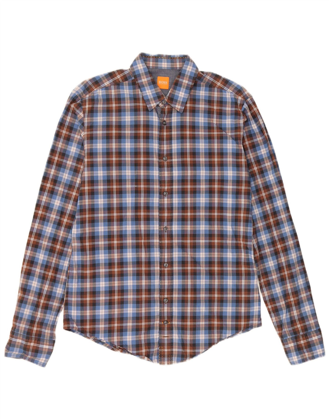 HUGO BOSS Chemise Homme Bleu Moyen à Carreaux en Coton