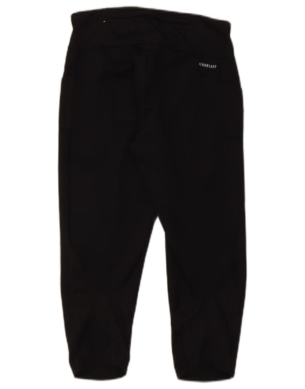 Adidas Femmes Aeroready Capri Leggings UK 8/10 Petit Noir Polyester
