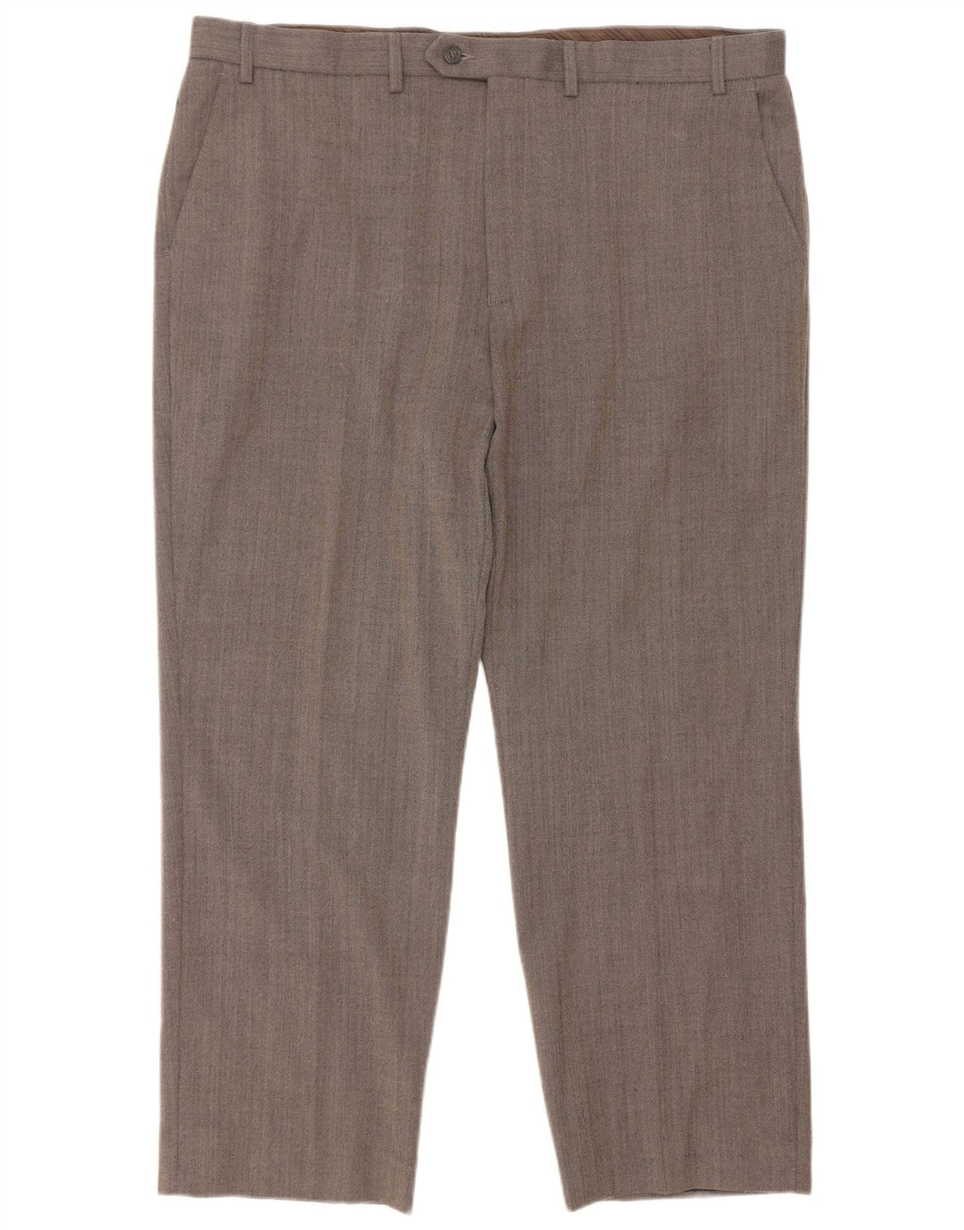 Marks & Spencer Pantalon de Costume Droit Homme W40 L29 Gris Chevrons