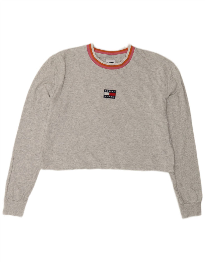 Tommy Hilfiger Haut court surdimensionné à manches longues pour femme UK 10 Petit Gris