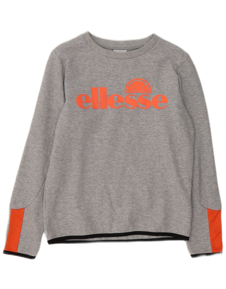 ELLESSE Sweat-shirt graphique pour femme UK 14 Grand coton moucheté gris