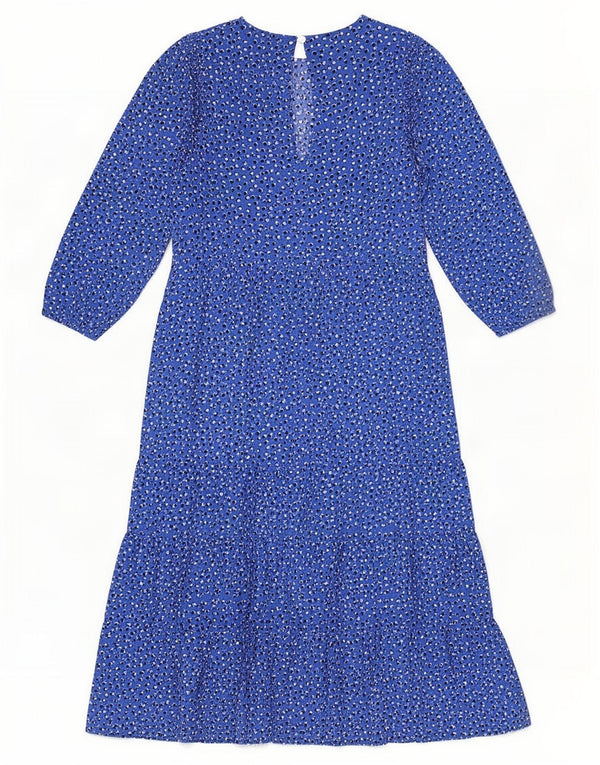Zara Robe à volants à manches 3/4 pour femme UK 10 Petit Bleu à pois