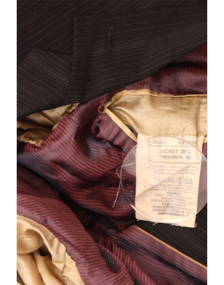 Ted Baker Veste blazer à 2 boutons pour homme UK 38 en laine vierge rayée noire moyenne