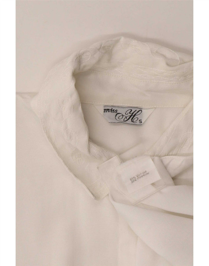 vintage Femme Chemise surdimensionnée Blouse UK 10 Petite Viscose Blanche