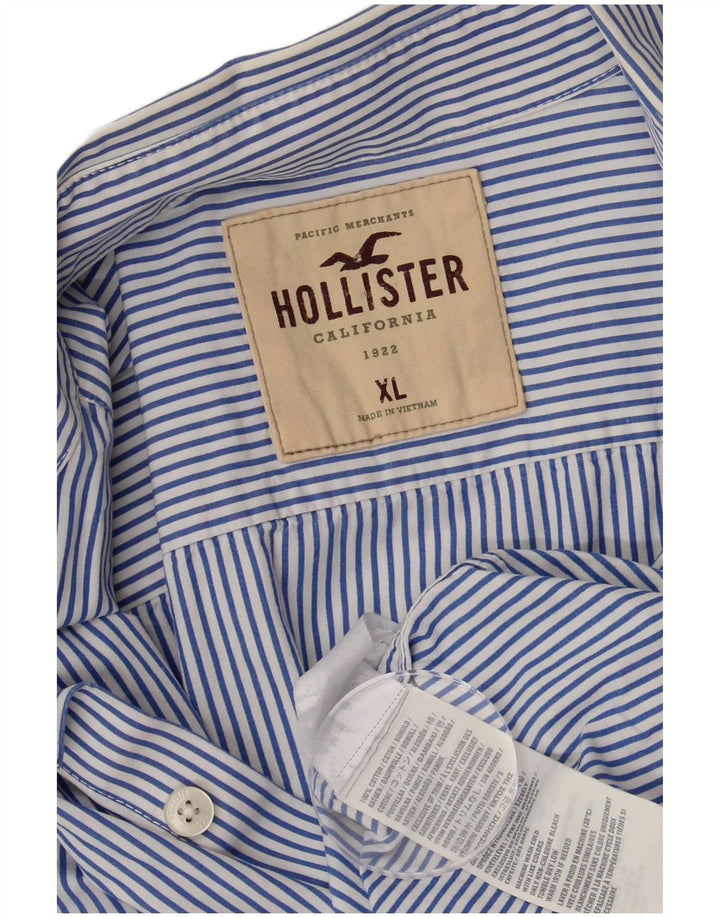 Hollister Chemise Homme XL Bleu Pinstripe Coton
