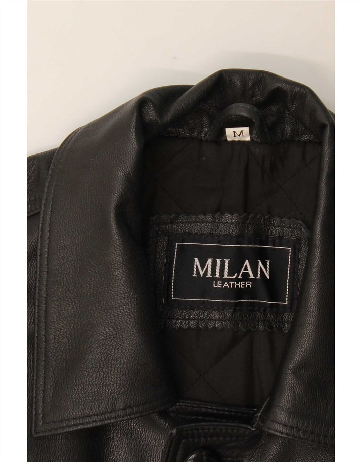 Milan Veste en cuir pour homme UK 38 Medium Noir Classique