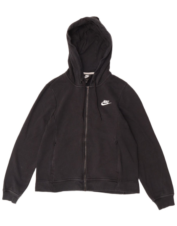 Nike Pull à capuche zippé pour femme UK 14 Coton noir moyen