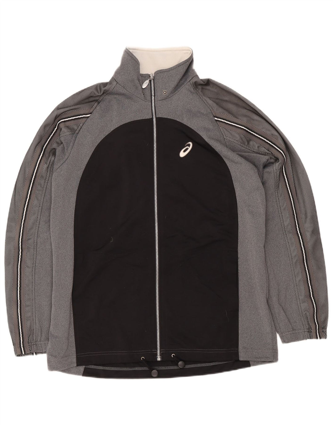 Asics Veste de survêtement graphique pour hommes, grand, gris, color block, polyester