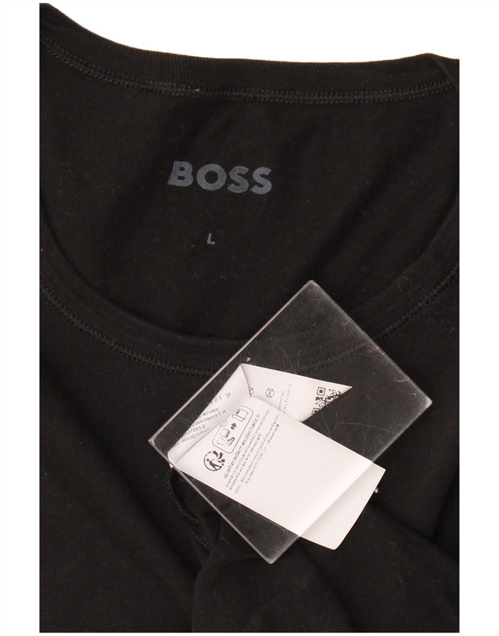 HUGO BOSS T-Shirt Femme Top UK 14 Large Noir Coton