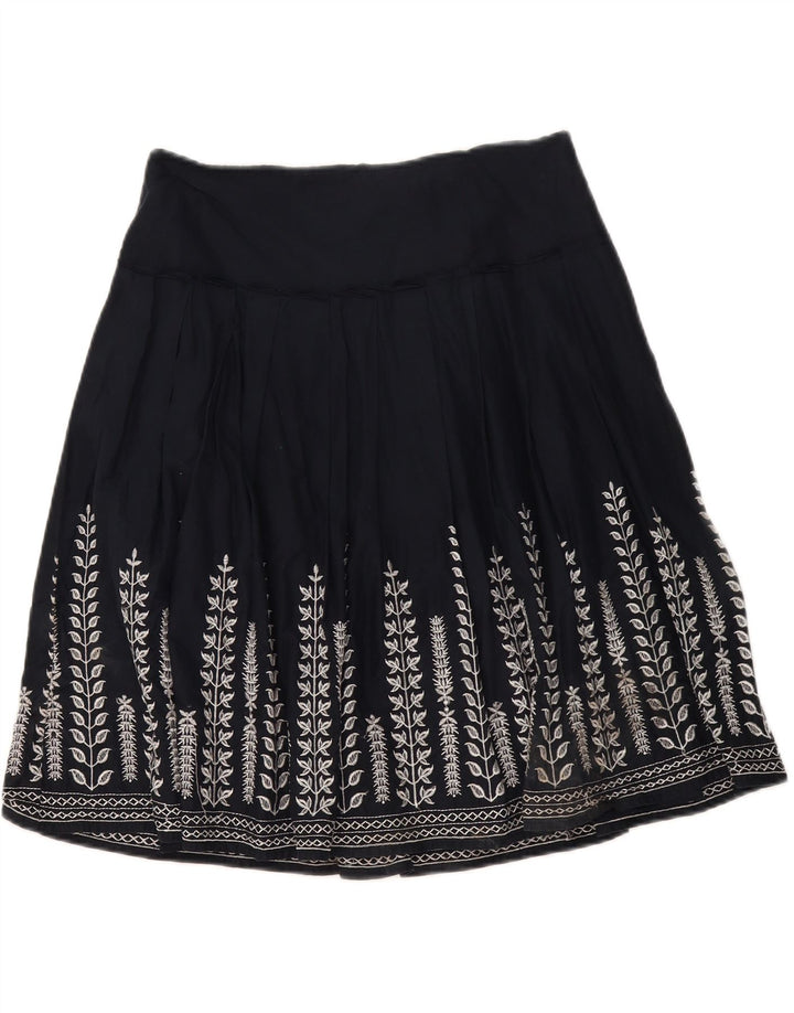Marks & Spencer Jupe trapèze plissée pour femme W30 Bleu marine moyen floral