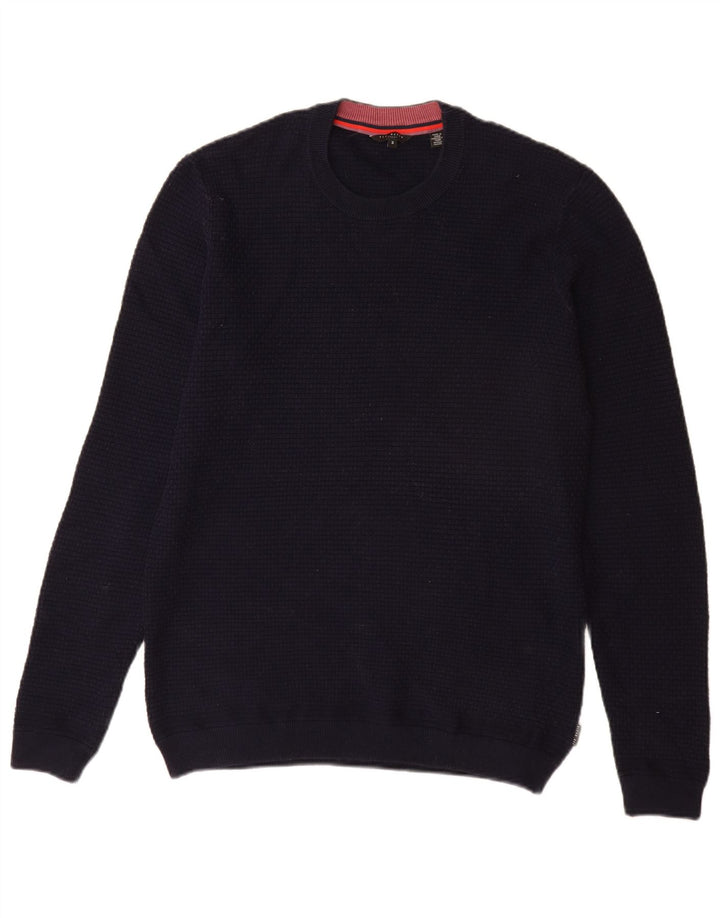 Ted Baker Pull à col rond pour homme Taille 3 Bleu marine moyen Coton