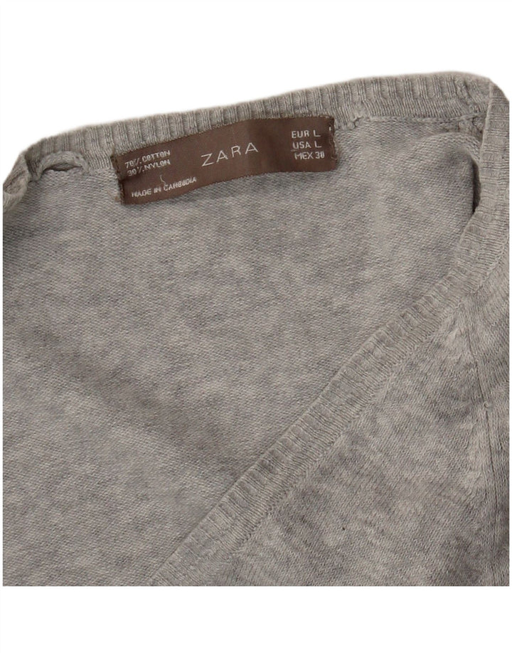 Zara Womens Cardigan Sweater UK 14 Large Gris Moucheté