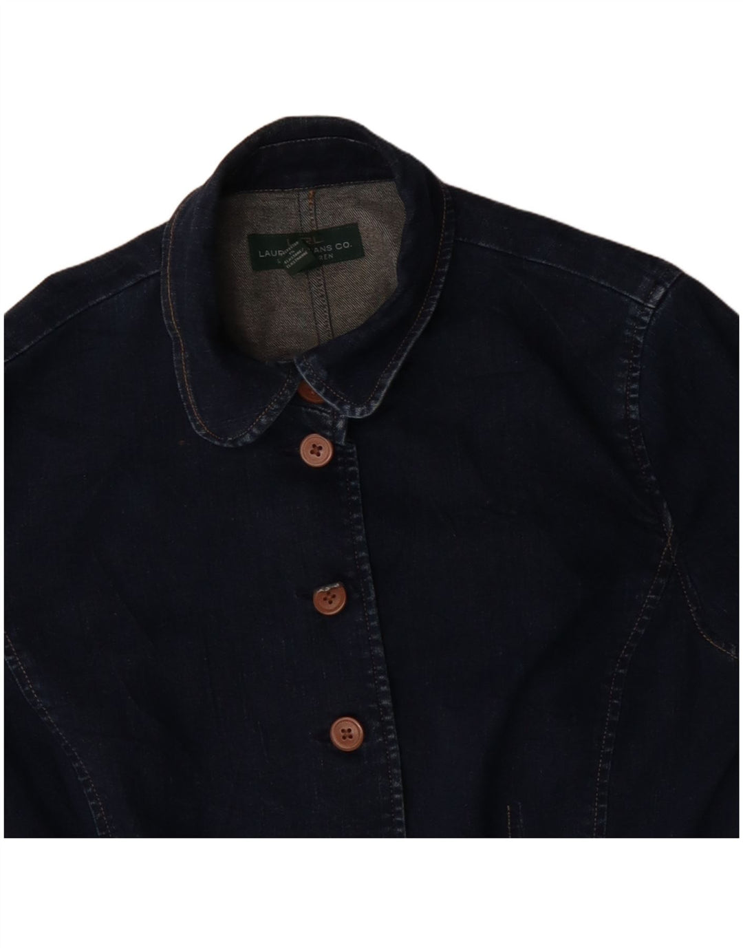 Ralph Lauren Veste en jean pour femme US 14 XL Bleu marine en coton