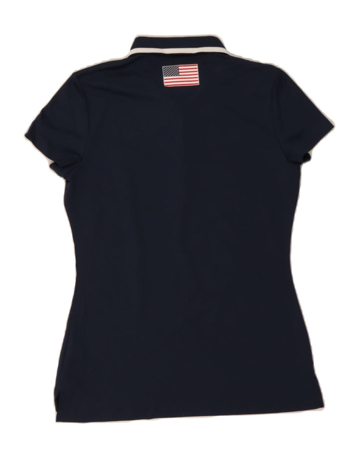 NIKE Womens Dri Fit Polo shirt UK 10 Small Navy Blue Polyester Vintage Nike and Second-Hand Nike from Messina Hembry 
