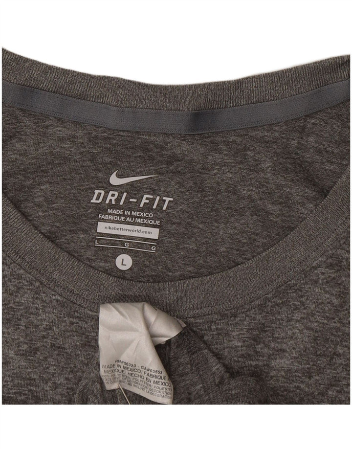 Nike Dri Fit Graphic Top à manches longues pour femme UK 16 Large Gris moucheté