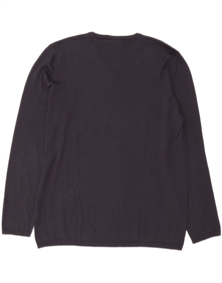 Dkny Pull Col V Homme XL Bleu Marine Soie