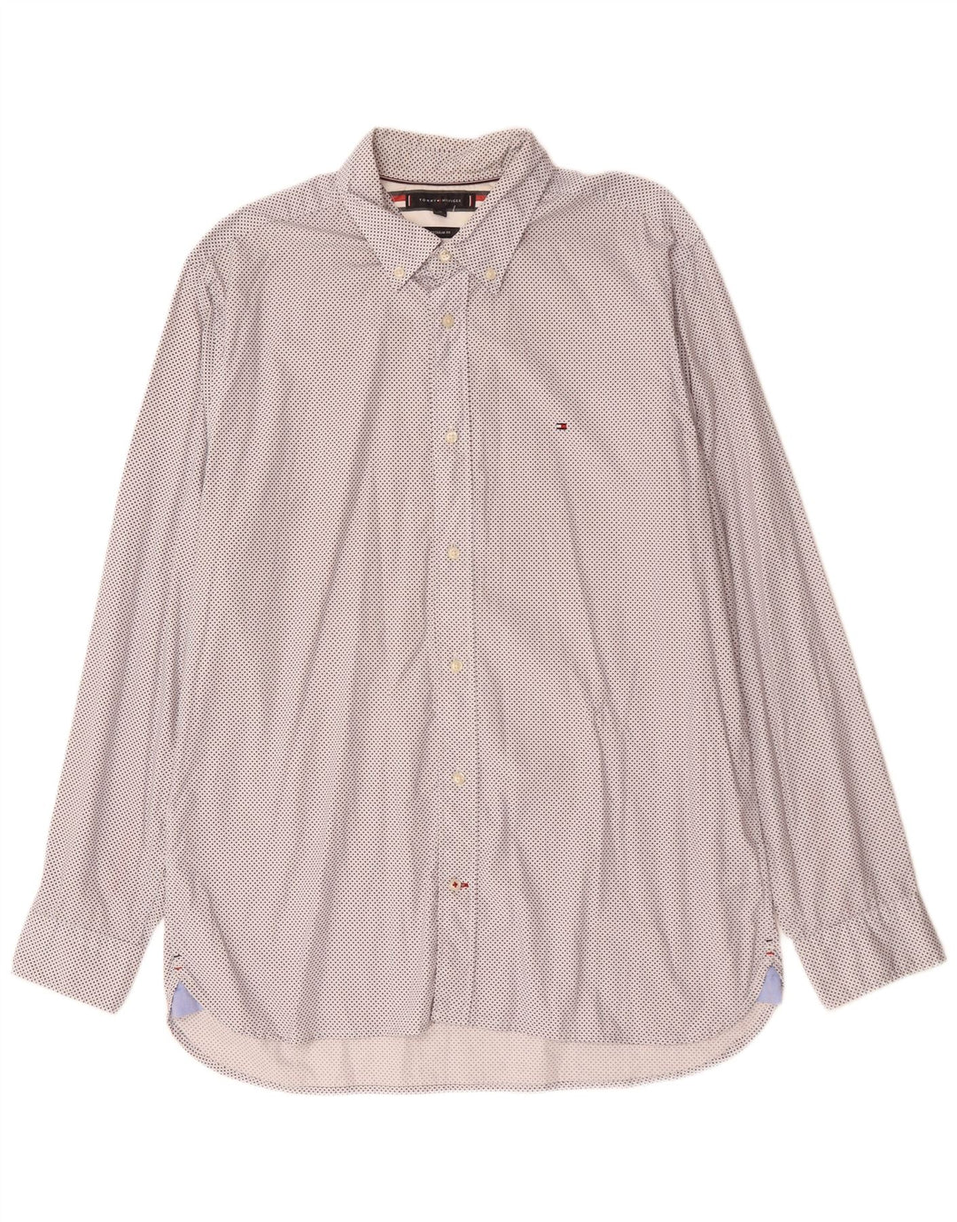 TOMMY HILFIGER Chemise Regular Fit XL Coton Taché Blanc Homme