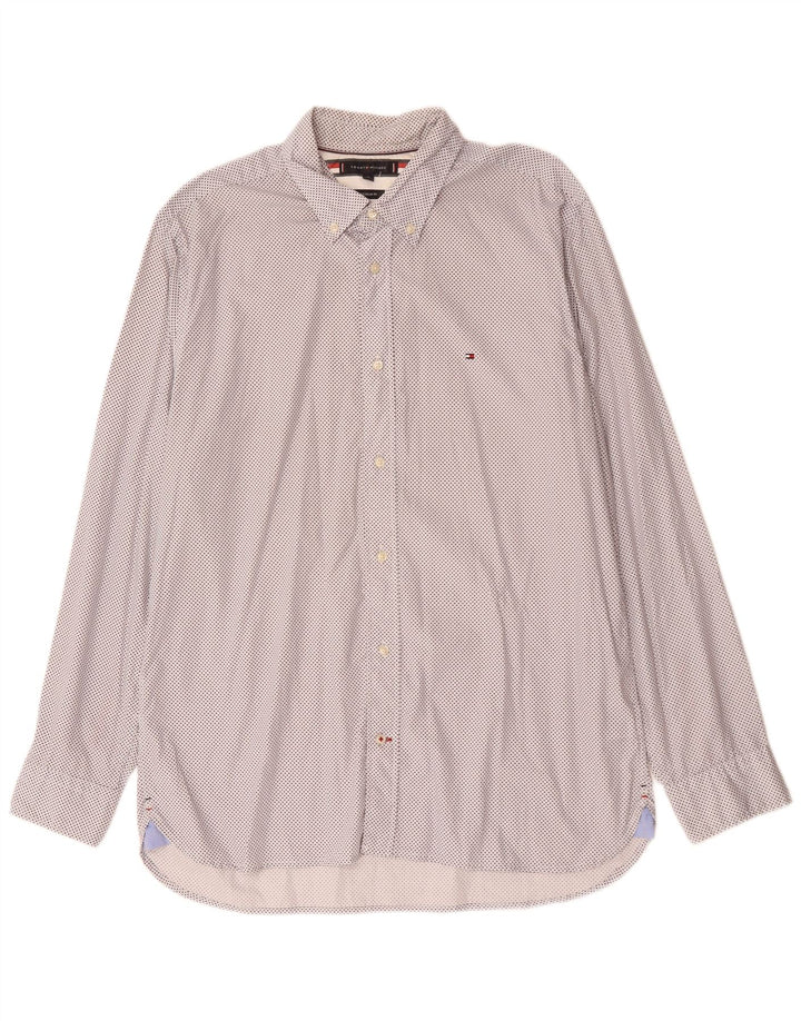 TOMMY HILFIGER Chemise Regular Fit XL Coton Taché Blanc Homme