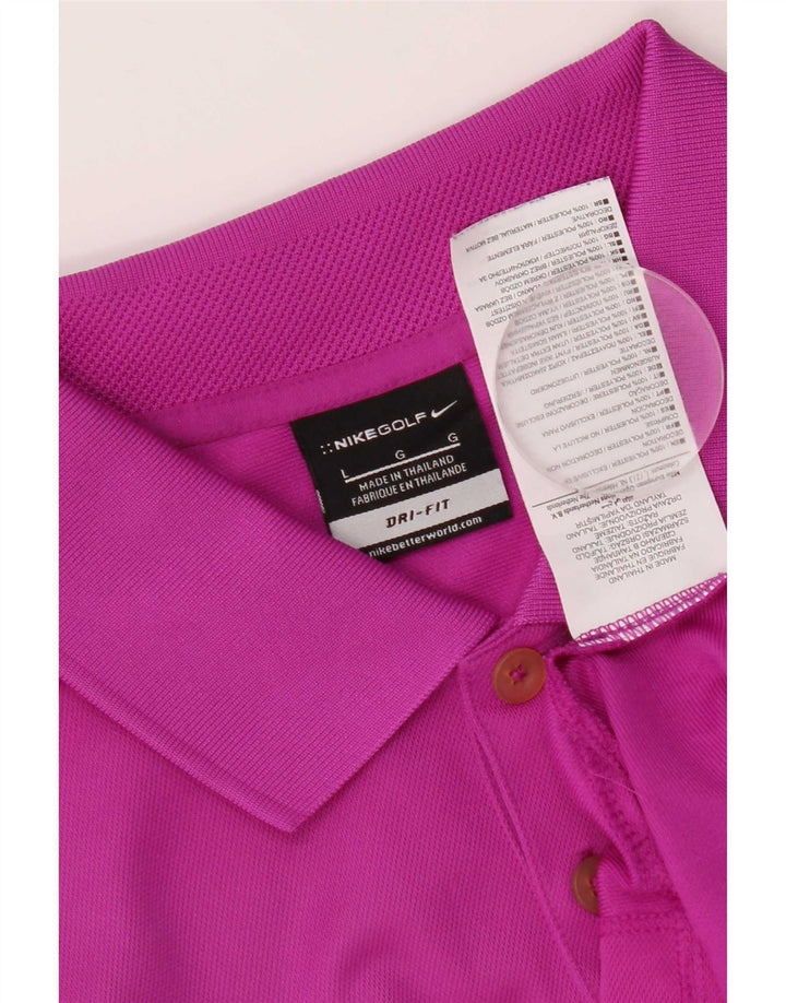 Nike Polo Dri Fit pour homme en polyester rose Taille L