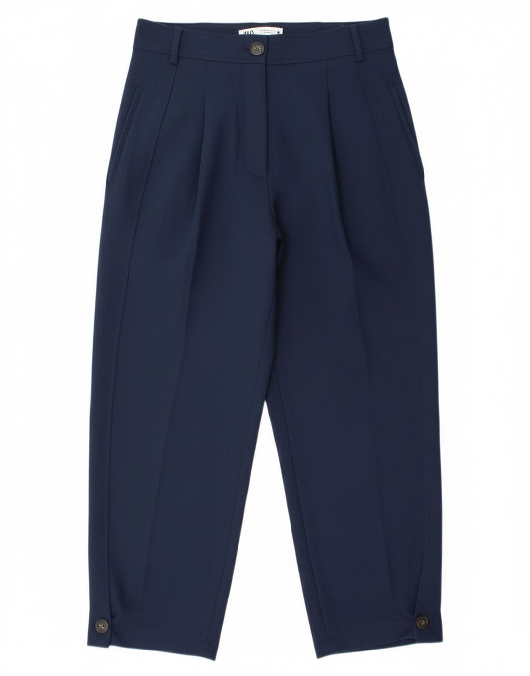 Pantalon Chino Pegged Femme Zara Moyen W28 L26 Bleu Marine Polyester