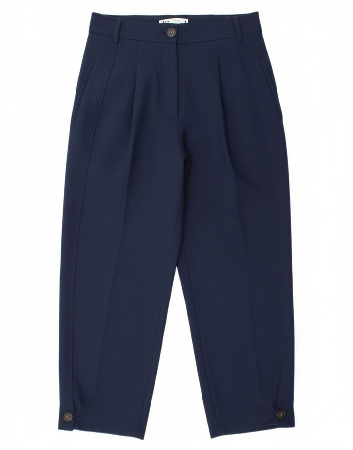Pantalon Chino Pegged Femme Zara Moyen W28 L26 Bleu Marine Polyester