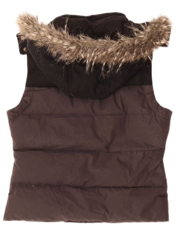 JACK WILLS Gilet rembourré à capuche pour femme UK 12 Medium Black Colourblock