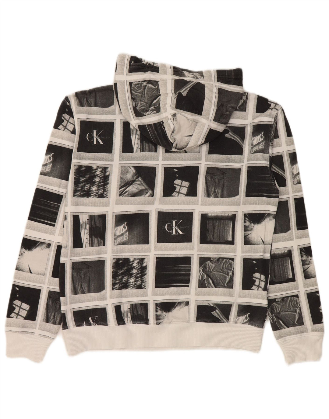 Calvin Klein Jeans Pull à capuche graphique pour garçon 13-14 ans Gris Patchwork
