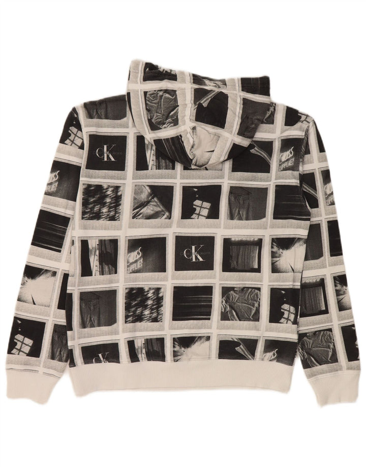 Calvin Klein Jeans Pull à capuche graphique pour garçon 13-14 ans Gris Patchwork