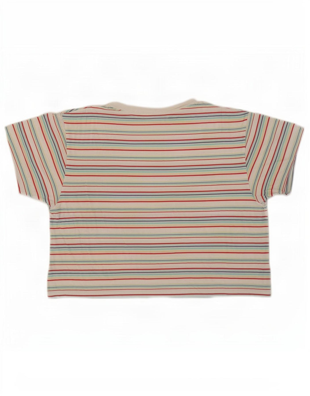 Levi's Crop T-Shirt Top Femme UK 14 Medium Multicolore Rayé Coton