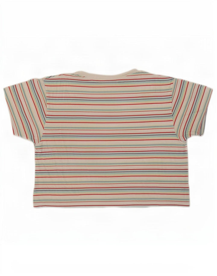 Levi's Crop T-Shirt Top Femme UK 14 Medium Multicolore Rayé Coton