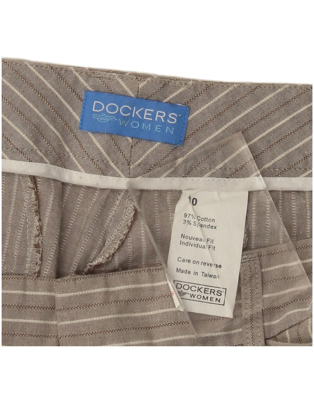 DOCKERS Pantalon Capri Femme US 10 Large W30 L22 Gris Rayé Coton