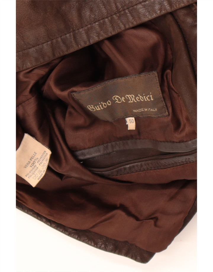 veste en cuir homme vintage IT 50 Grand cuir marron