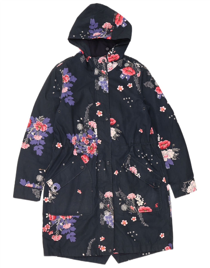 Joules Imperméable à capuche pour femme UK 42 Medium Bleu marine Floral Polyester