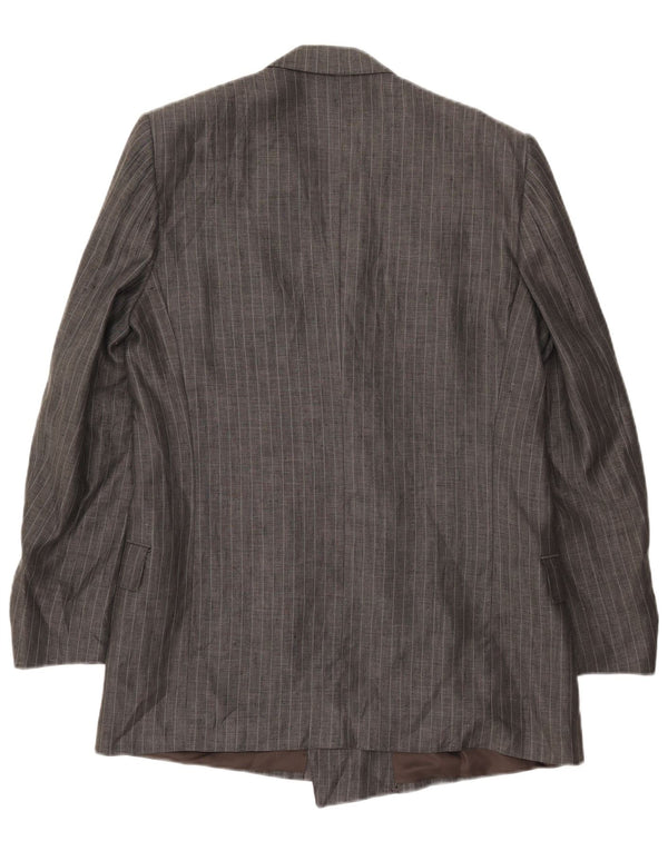vintage Mens Double Breasted Blazer Veste IT 50 Grande Rayure Grise