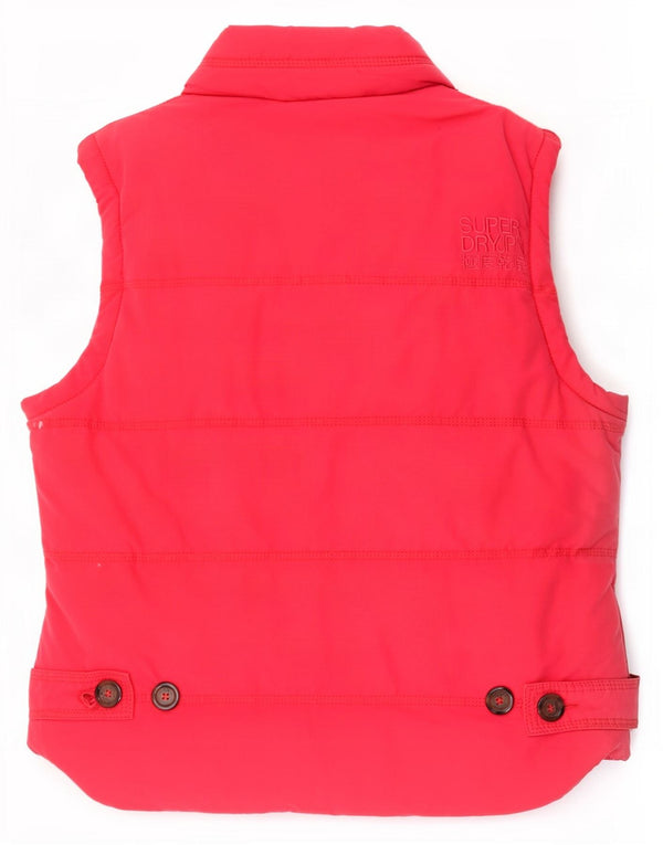 Superdry Femme Gilet Rembourré UK 14 Coton Rouge Moyen