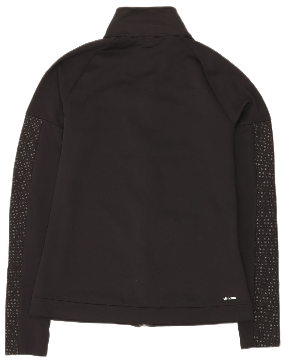 ADIDAS Femmes Climalite Survêtement Top Veste UK 12 Moyen Noir Géométrique