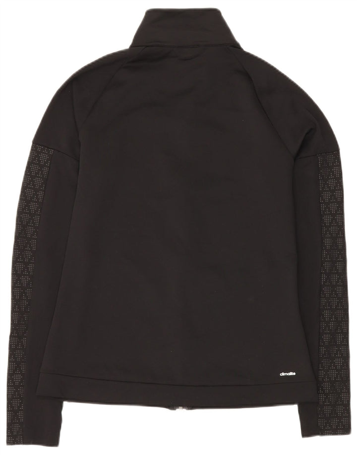 ADIDAS Femmes Climalite Survêtement Top Veste UK 12 Moyen Noir Géométrique