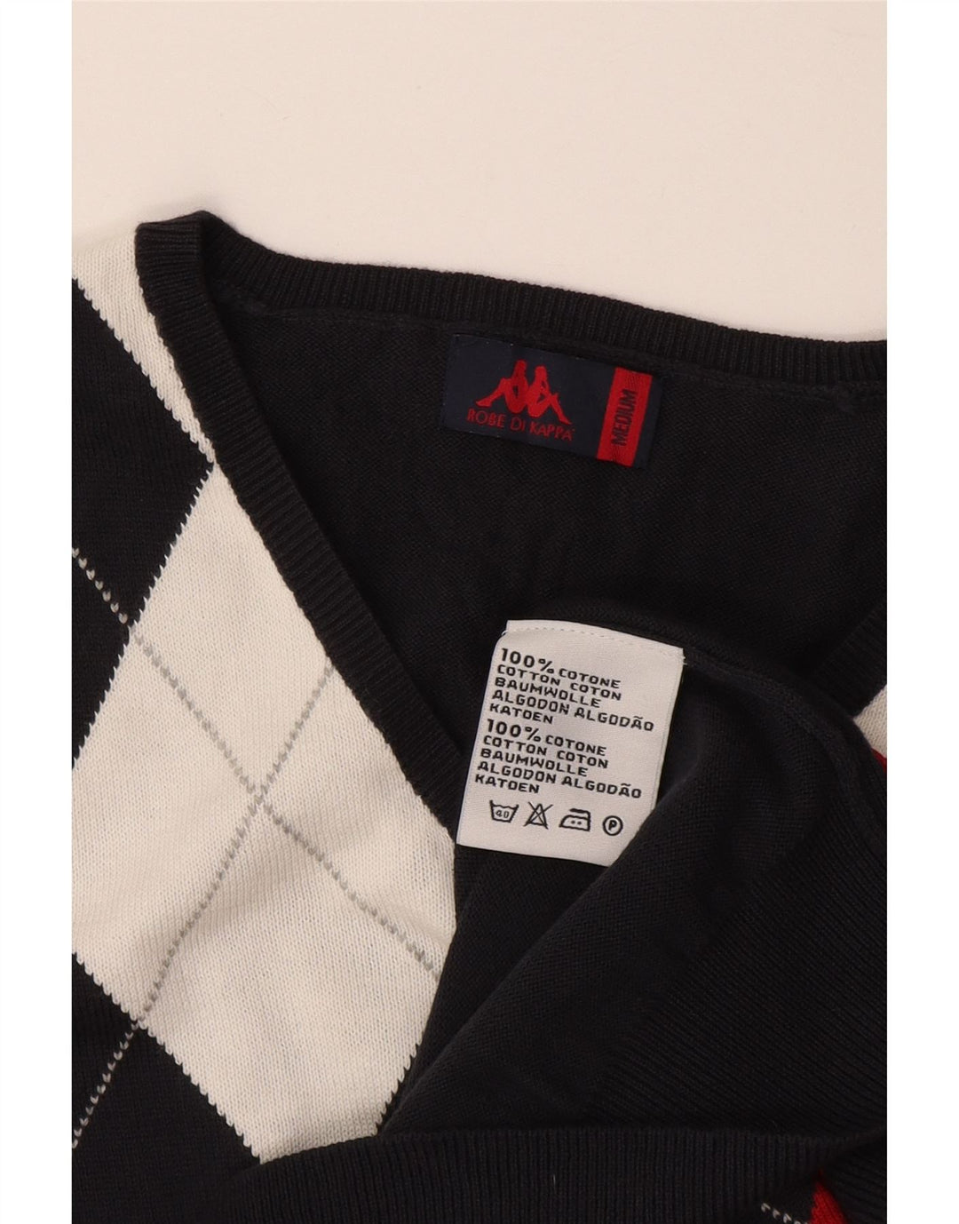 Kappa Débardeur pour homme UK 14 Medium Bleu marine Argyle/Diamond Coton