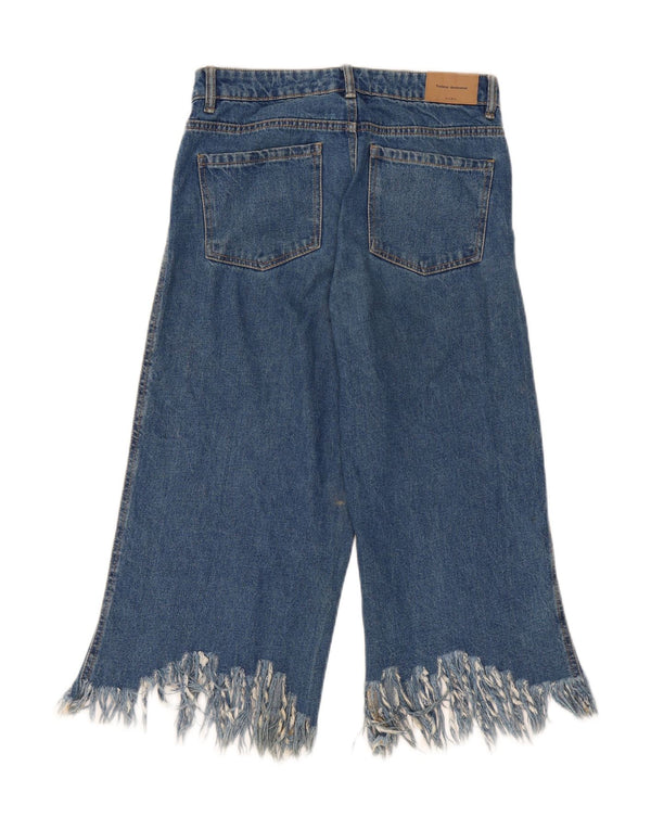 Zara Jean Capri à jambe large pour femme EU 36 XS W26 L21 Bleu Coton